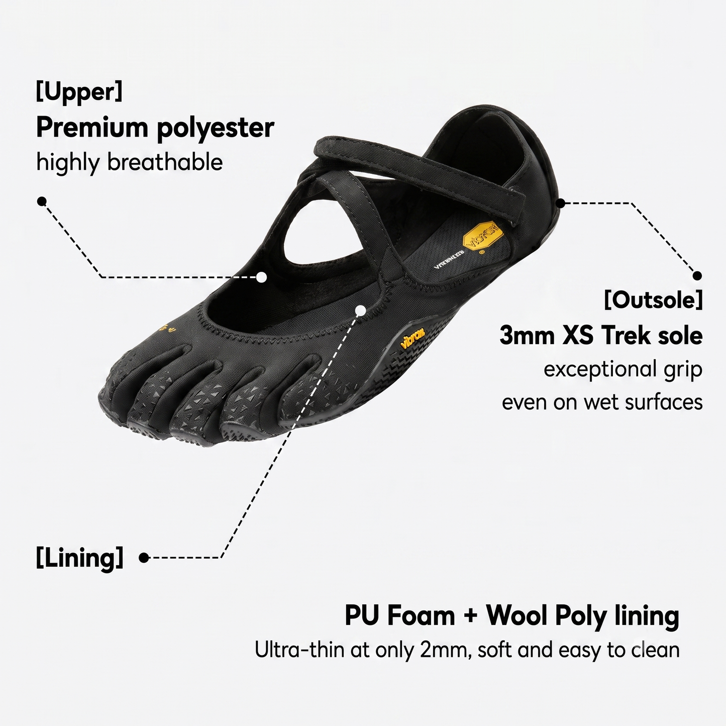 Classic FiveFingers Ballet Flats, Split-Toe Design, Breathable Barefoot Comfort